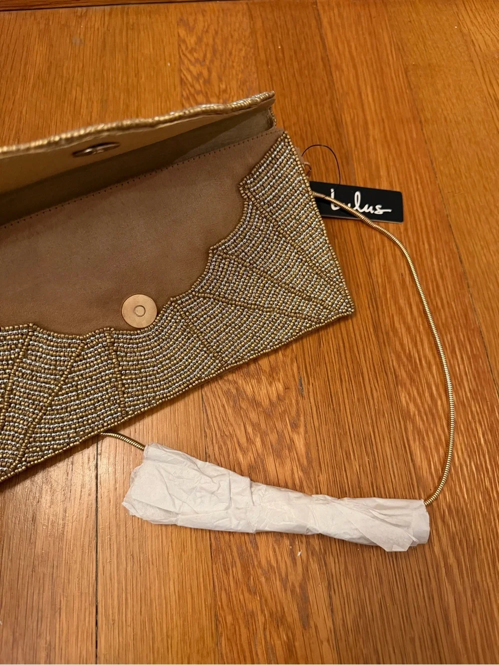 Beaded Scallop Clutch - Gold